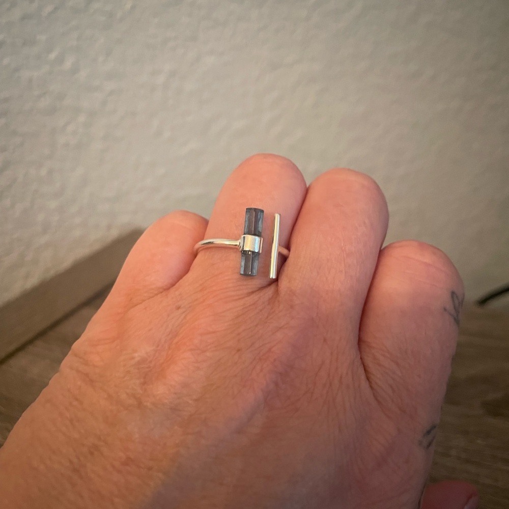 Blue and Silver Ring Size six. - Picture 3 of 3